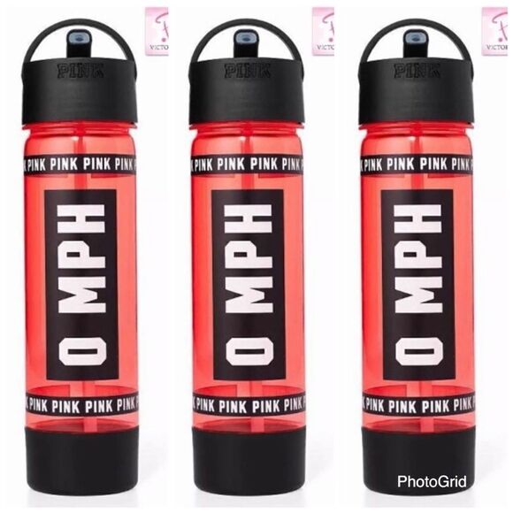 NWT Victorias Secret 3 Pack PINK Campus Water Bottle 24oz w/ bottom compartment - Picture 1 of 9